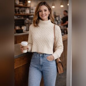 Juicy Couture Womens Y2K Vintage Ivory Knit Cropped Sweater Size P